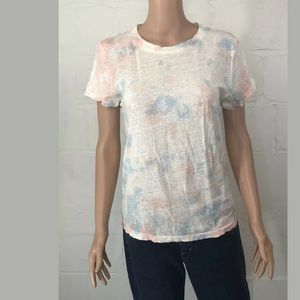 Sanctuary Tie Dye Linen Tee Size S Pink Blue White